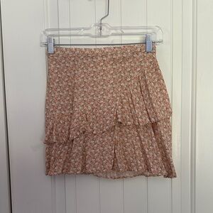 Floral Tiered Skirt - Pink